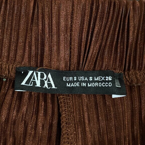 Zara | Brown Pleated Palazzo Pants |‎ Size Small Women's - Picture 6 of 12